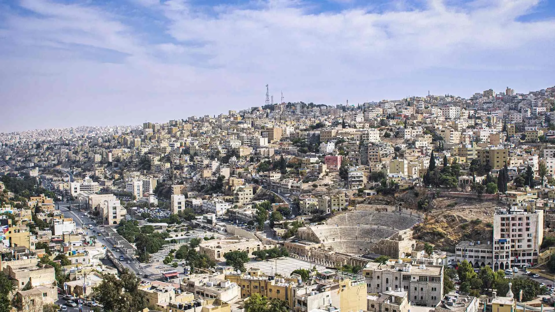 amman amman città giordania colli tempio di ercole attività cittadella la cittadella uno strade post paesi mappa