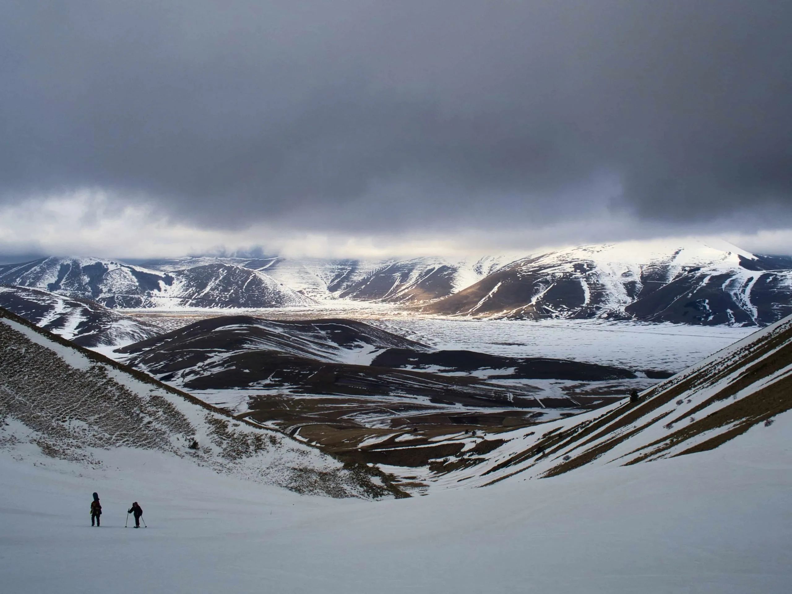 Sibillini Mountains hiking in snow