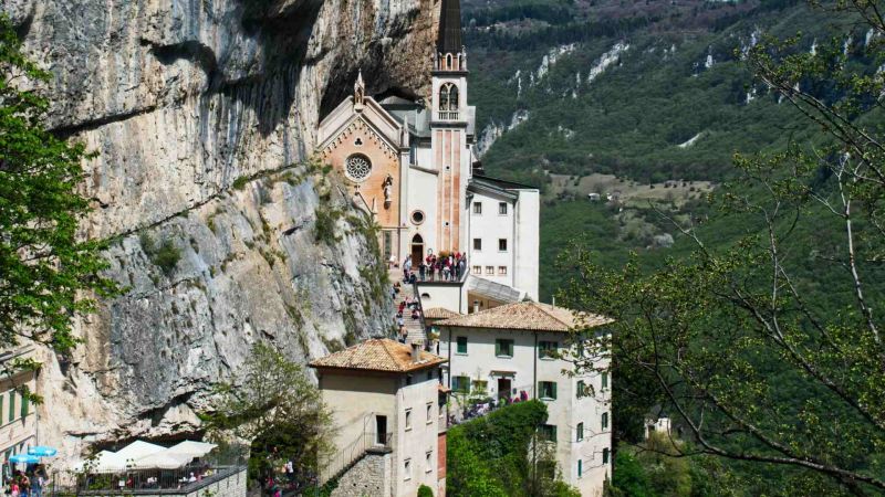 sanctuary of the madonna della corona access brentino belluno adige valley rock s maria place